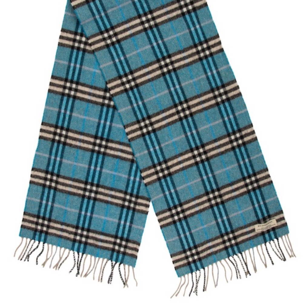 BURBERRY BLUE FRINGE SCARF